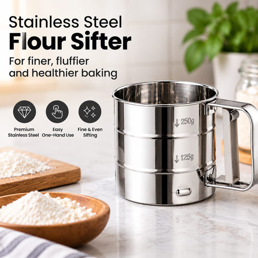 Premium SS Flour Sifter – Smooth, Lump-Free Flour Every Time