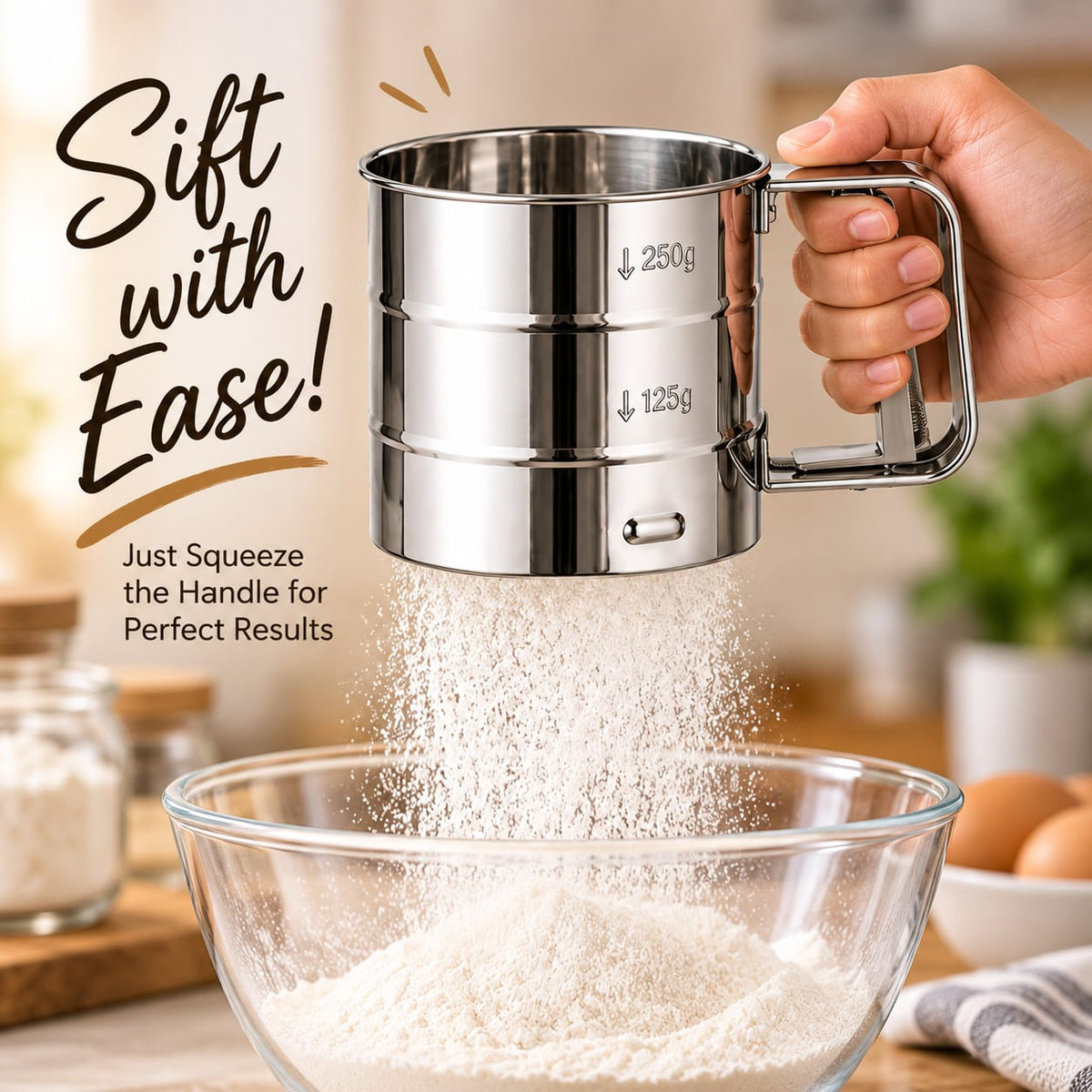 Premium SS Flour Sifter – Smooth, Lump-Free Flour Every Time